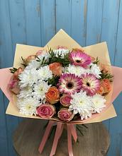 Букет цветов из:  Розы, Герберы и Хризантемы в Новоизобильном