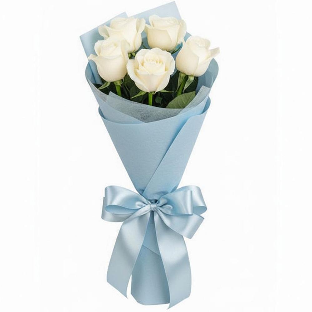 Букет 5 Белых роз Проуд в Новоизобильном