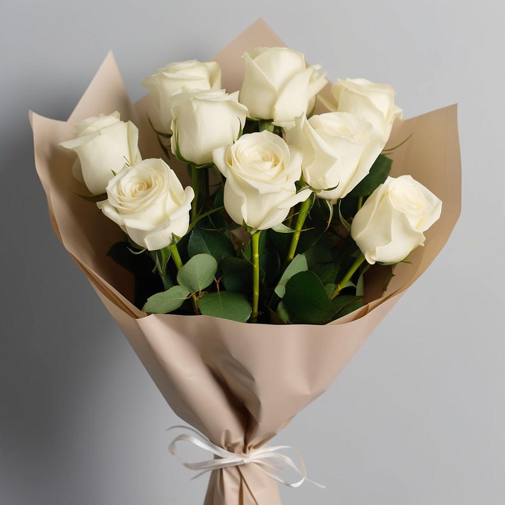 Букет 9 Белых роз Эдлесс Лав в Новоизобильном