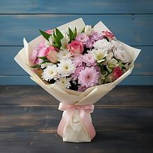 Букет цветов из:  Хризантемы, Альстромерии и Розы в Новоизобильном