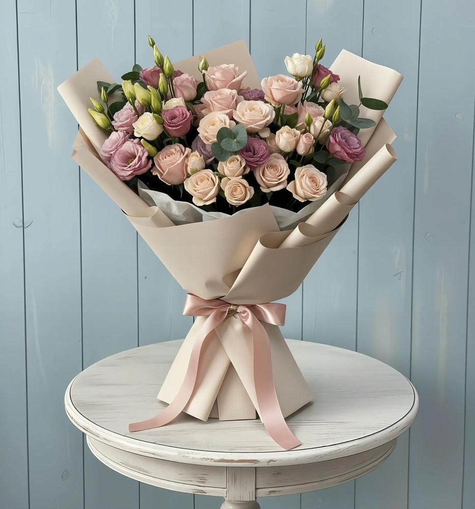 Букет цветов из: Розы и Лизиантусы в Новоизобильном