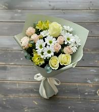 Букет цветов из:  Альстромерии, Розы и Хризантемы в Новоизобильном