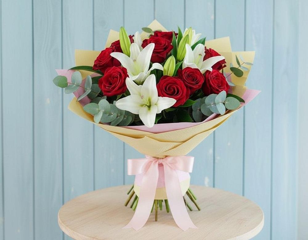 Букет цветов из: Лилии и Розы в Новоизобильном